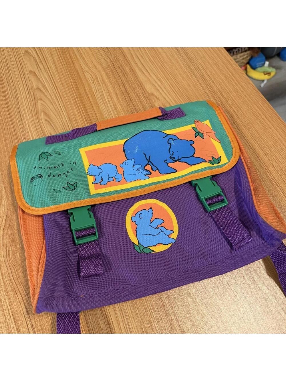vintage the body shop animals in danger kids backpack 90s